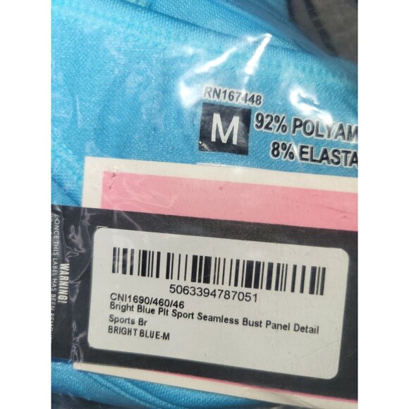 PrettyLittleThing Bright Blue Seamless Sports Bra With Bust Panel Detail Size M - Picture 6 of 7